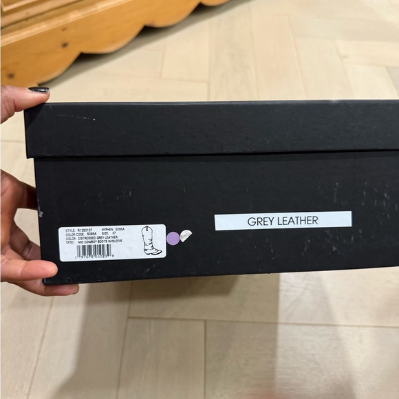 RARE R13 Distressed Grey Leather Mid Cowboy Boots w/sleeve - size 37 - Picture 5 of 5